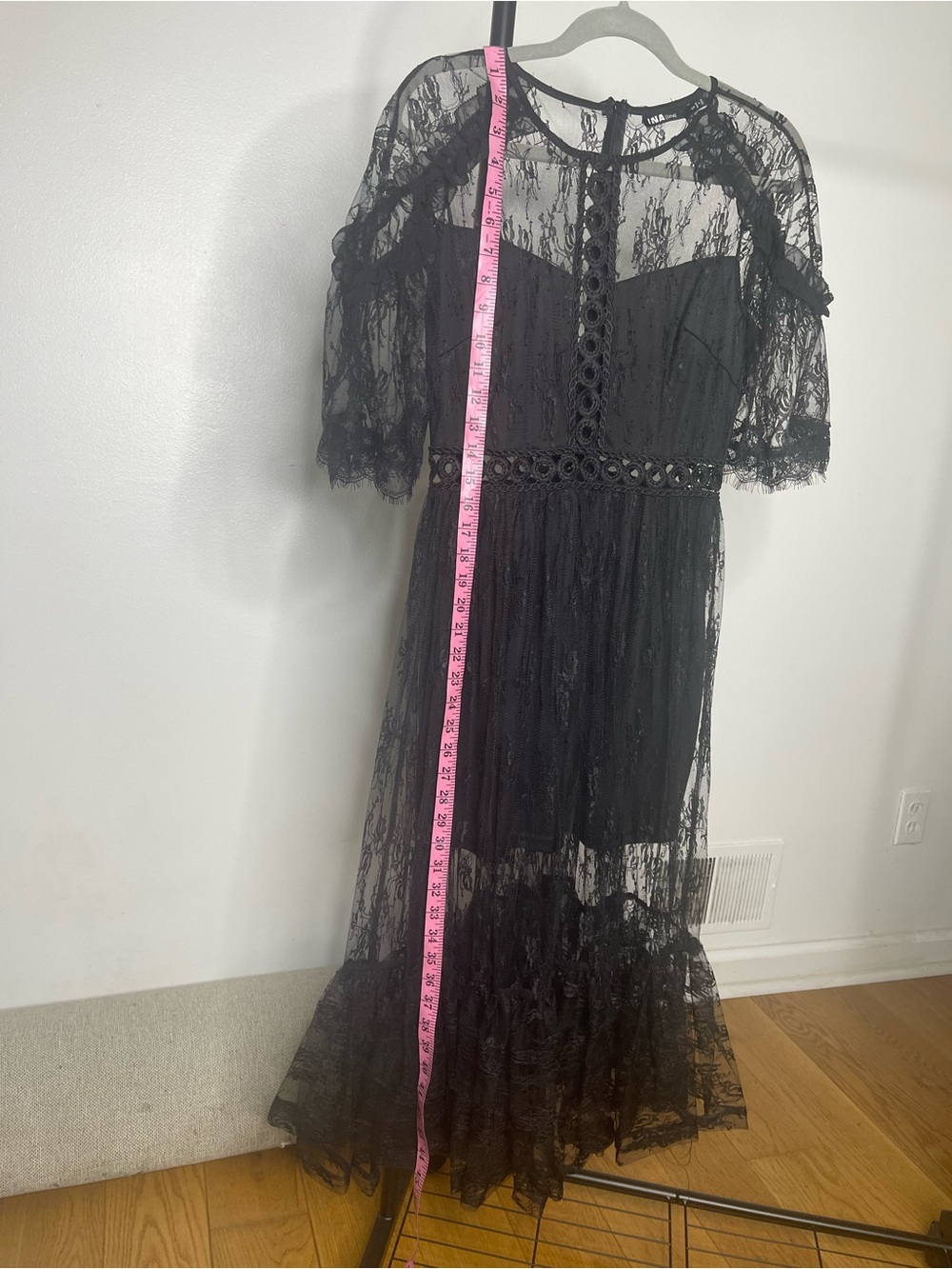 Ina Black Lace Midi Dress with Sheer Lace Overlay - Picture 4 of 5
